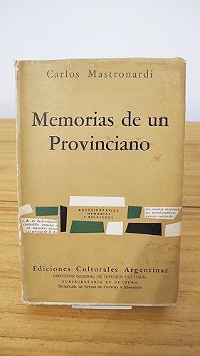 Seller image for MEMORIAS DE UN PROVINCIANO for sale by FELISBERTA LIBROS