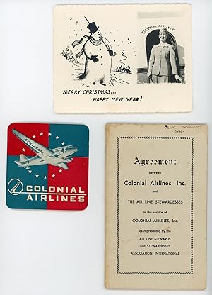 COLONIAL AIRLINES STEWARDESS LOT - PHOTOS and DOCUMENTS 1950s