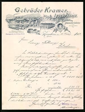 Bild des Verkufers fr Rechnung Kandern / Baden 1902, Lederfabrik Gebrder Kramer, Werksanlagen zum Verkauf von Bartko-Reher