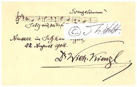 Seller image for WILHELM KIENZL (1857-1941) sterreichischer Komponist, Pianist und Dirigent, . 1920 komponierte er die Melodie zu einem von Karl Renner geschriebenen Gedicht Deutschsterreich, du herrliches Land, welches bis 1929 als inoffizielle Nationalhymne der Ersten sterreichischen Republik galt. for sale by Herbst-Auktionen