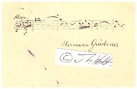 Immagine del venditore per HERMANN GRAEDENER (Hermann Grdener, 1844-1929) deutsch-sterreichischer Komponist, Dirigent der Wiener Singakademie, Vater des gleichnamigen sterreichischen Schriftstellers Hermann Graedener. Er zhlte zum Freundeskreis um Johannes Brahms. venduto da Herbst-Auktionen