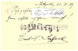 Bild des Verkufers fr ERNST HERMANN SEYFFARDT (1859-1942) Professor, deutscher Komponist und Chorleiter. 1879 erhielt er als einer der Ersten den begehrten Mendelssohn-Preis, zusammen mit dem Komponisten Engelbert Humperdinck. zum Verkauf von Herbst-Auktionen
