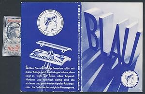 Vertreterkarte Solingen, BLAU Rasierklingen (mit original Klinge) Friedrich Herkenrath