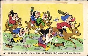 Künstler Ansichtskarte / Postkarte Walt Disney, Schneewittchen, Blanche Neige, Die sieben Zwerge ...