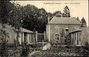 Ansichtskarte / Postkarte Flesselles Somme, Villa Levret Debry, Außenansicht vom Garten aus