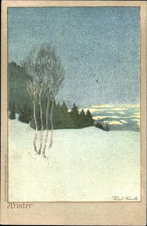 Künstler Litho Allegorie Winter, Landschaft