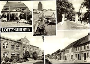 Seller image for Ansichtskarte / Postkarte Loitz in Vorpommern, Rathaus, Demminer Tor, Clara Zetkin-Strae, Diesterweg-Oberschule, Hafen for sale by akpool GmbH