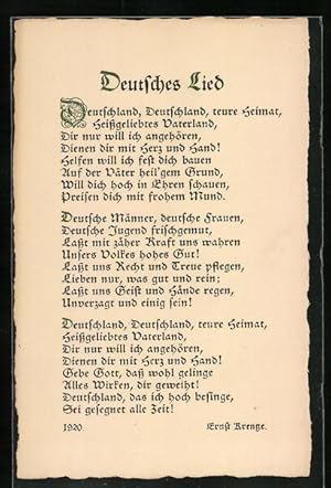 Seller image for Ansichtskarte Deutsches Lied, Weimarer Republik for sale by Bartko-Reher