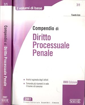 Bild des Verkufers fr Compendio di diritto processuale penale zum Verkauf von Biblioteca di Babele