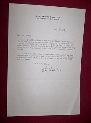 Typed Letter Signed by Edwin Tribble to Rowland Evans on Personal Printed Letterhead