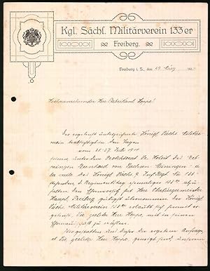 Rechnung Freiberg i. S. 1914, Kgl. Sächs. Militärverein 133er
