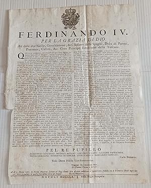 Editto 1760 Ferdinandi IV INDULTO delitti contrabbando Regia Stamperia Napoli