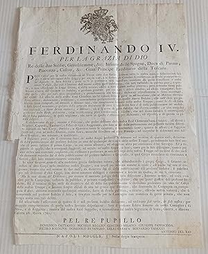Editto 1760 Ferdinandi IV INDULTO delitti aboliti estinti Regia Stamperia Napoli