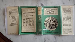 Seller image for VILLETTE BY CHARLOTTE BRONTE , EVERYMAN'S LIBRARY #351 IN WRAPPER DRAWING DUSTJACKET BY MONA MOORE Of man seated at desk & woman standing nearby IN DRESS NEAR GLOBE, 1957 ,After an unspecified family disaster, the protagonist Lucy Snowe travels for sale by Bluff Park Rare Books