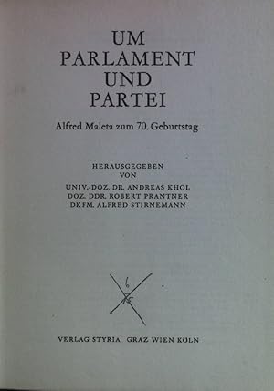 Bild des Verkufers fr Um Parlament und Partei : Alfred Maleta zum 70. Geburtstag. Studienreihe der Politischen Akademie der sterreichischen Volkspartei ; Bd. 1 zum Verkauf von books4less (Versandantiquariat Petra Gros GmbH & Co. KG)