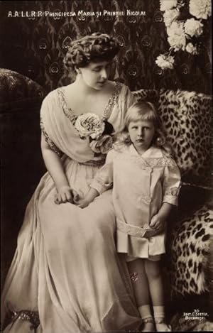 Ansichtskarte / Postkarte Königin Maria von Rumänien, Prinz Nikolaus, Portrait