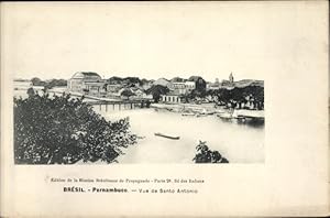 Bild des Verkufers fr Ansichtskarte / Postkarte Pernambuco Brasilien, Vue de Santo Antonio, Fluss, Brcke, Ortsansicht vom anderen Ufer zum Verkauf von akpool GmbH