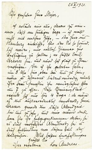 Seller image for Eigenh. Brief mit Unterschrift. for sale by Kotte Autographs GmbH