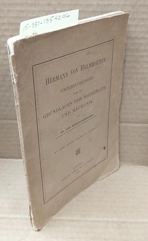 Seller image for HERMANN VON HELMHOLTZ'S UNTERSUCHUNGEN BER DIE GRUNDLAGEN DER MATHEMATIK for sale by Second Story Books, ABAA