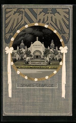 Künstler-Ansichtskarte Nürnberg, Bayerische Jubiläums-Landes-Ausstellung 1906, Staats-Gebäude, Pr...