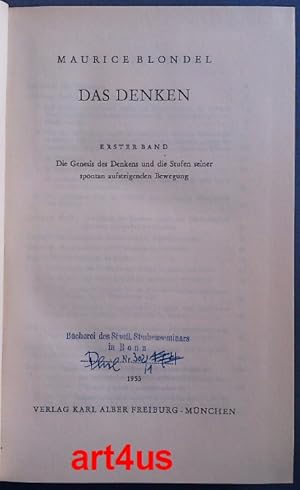 Imagen del vendedor de Das Denken (Band 1) : Die Genesis des Denkens und die Stufen seiner spontan aufsteigenden Bewegung. a la venta por art4us - Antiquariat