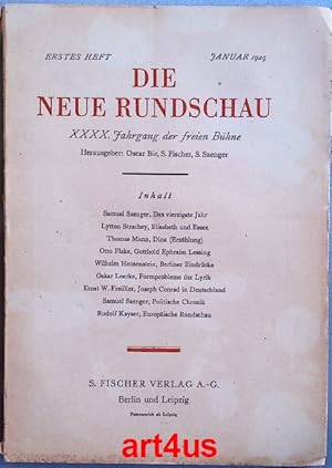 Seller image for Die neue Rundschau : XXXX. Jahrgang der freien Bhne ; Erstes Heft ; Januar 1929 for sale by art4us - Antiquariat