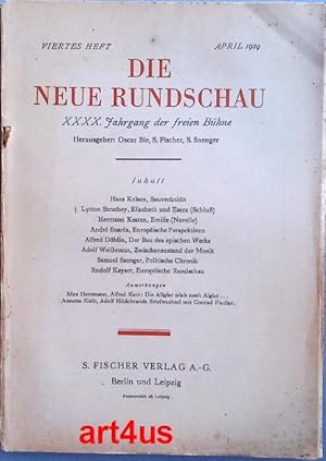 Image du vendeur pour Die neue Rundschau : XXXX. Jahrgang der freien Bhne ; Viertes Heft ; April 1929 mis en vente par art4us - Antiquariat
