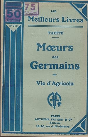 Imagen del vendedor de MOEURS DES GERMAINS-VIE D'AGRICOLA a la venta por Librairie l'Aspidistra