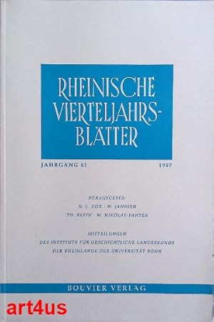 Rheinische Vierteljahrsblätter : (13 Bände) Jahrgang 61 (1997) - Jahrgang 75 (2011) aber mit Lücken