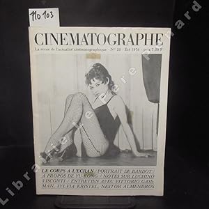 Bild des Verkufers fr Cinmatographe N 20 : Le corps  l'cran (Jacques FIESCHI) - Bardot l'anti-Pnlope (Pierre MARAVAL) - Le corps de l'enfant (Pierre JOUVET) - Erotisme et costume au cinma (Martine VIDOR) - Le porno homo (Grard DUPONT) - Notes sur Luchino Visconti (Jean-Claude BONNET) - A propos de Yu Kong - . zum Verkauf von Librairie-Bouquinerie Le Pre Pnard