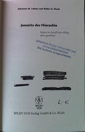 Immagine del venditore per Jenseits der Hierarchie : Status im beruflichen Alltag aktiv gestalten. venduto da books4less (Versandantiquariat Petra Gros GmbH & Co. KG)