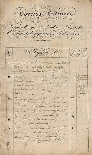 Vortrags-Ordnung der Verhandlungen des tirolisch staendischen Ausschuss-Congresses vom Jahre 1823.