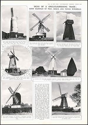 Seller image for 1937 ANTIQUE PRINT WINDMILLS Eastbourne Surrey Kent Sussex (210) for sale by Antique Paper Company