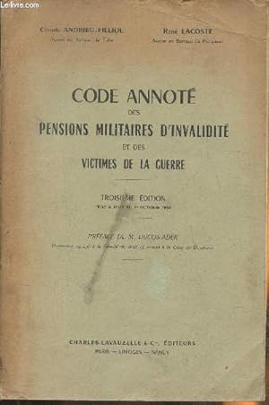 Imagen del vendedor de Code annot des pensions militaires d'invalidit et des victimes de la guerre a la venta por Le-Livre