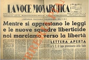 La Voce Monarchica. Settimanale dell'Unione Monarchica Italiana. 1947.