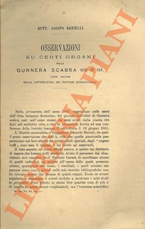 Osservazioni su certi organi della Gunnera scabra Ruiz et Pav. Con note sulla letteratura dei net...