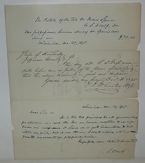 Imagen del vendedor de Autograph Document and Letter, Signed, by Samuel D. Gross, Louisville KY, December 29, 1845, concerning payment for medical services rendered to Dr. James Spence. 7.5" x 10" a la venta por Scientia Books, ABAA ILAB