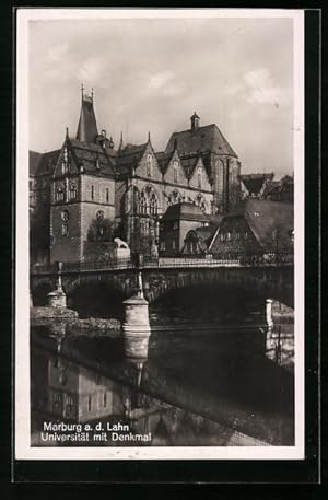 Ansichtskarte Marburg / Lahn, Universität und Denkmal