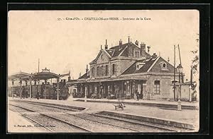 Ansichtskarte Chatillon-sur-Seine, Interieur de la Gare, Bahnhof von der Gleisseite