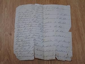 Seller image for Manuscript page with list of names and addresses of First Cousins of the Late T. J. Mawson (Mawson?) for sale by Dublin Bookbrowsers