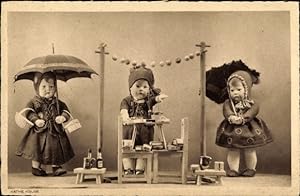 Ansichtskarte / Postkarte Käthe Kruse Puppen, Marktszene