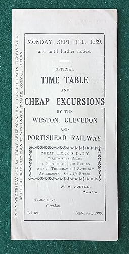 Official Time Table and Cheap Excursions by the Weston, Clevedon and Portishead Railway - Monday ...