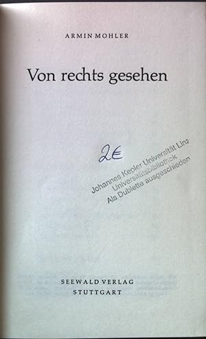 Bild des Verkufers fr Von rechts gesehen. zum Verkauf von books4less (Versandantiquariat Petra Gros GmbH & Co. KG)