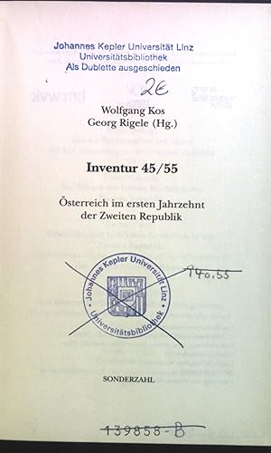 Seller image for Inventur 45 / 55 sterreich im ersten Jahrzehnt der Zweiten Republik for sale by books4less (Versandantiquariat Petra Gros GmbH & Co. KG)