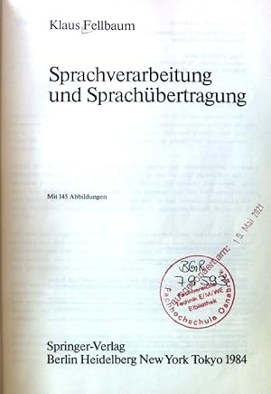 Bild des Verkufers fr Sprachverarbeitung und Sprachbertragung. Nachrichtentechnik ; Bd. 12 zum Verkauf von books4less (Versandantiquariat Petra Gros GmbH & Co. KG)