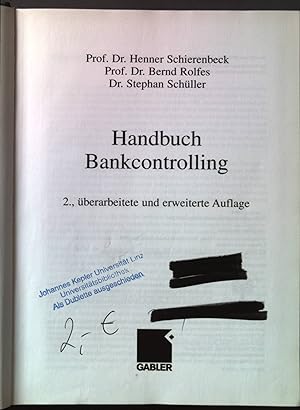 Bild des Verkufers fr Handbuch Bankcontrolling. zum Verkauf von books4less (Versandantiquariat Petra Gros GmbH & Co. KG)