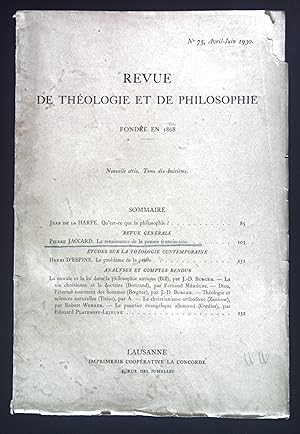 Image du vendeur pour La renaissance de la pensee franciscaine. -IN: Revue de Theologie et de Philosophie, Nr.75. Avril-Juin 1930. mis en vente par books4less (Versandantiquariat Petra Gros GmbH & Co. KG)