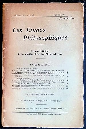 Bild des Verkufers fr Les Etudes Philosophiques Sixime anne, n2-3 septembre 1932 zum Verkauf von LibrairieLaLettre2