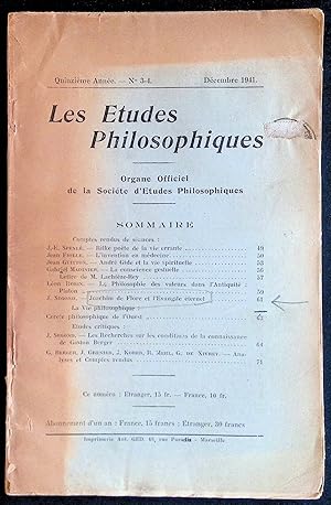 Bild des Verkufers fr Les Etudes Philosophiques Quinzime anne, n3-4 dcembre 1941 zum Verkauf von LibrairieLaLettre2