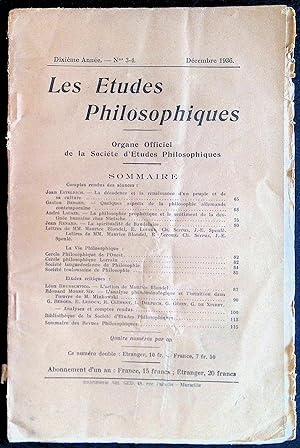 Bild des Verkufers fr Les Etudes Philosophiques Dixime anne, n3-4 dcembre 1936 zum Verkauf von LibrairieLaLettre2